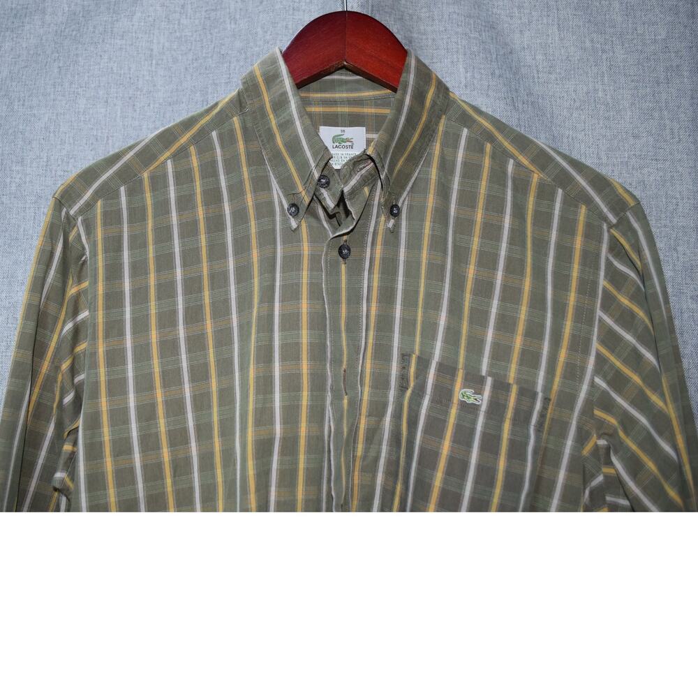 Vintage Lacoste Green Plaid Button-Down Shirt Made in France - 38 - Picture 2 of 3